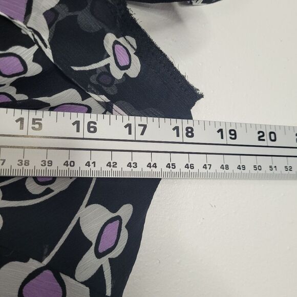 Vintage y2k black purple grunge flower print ruffle sleeve midi dress size 10 - Picture 5 of 9